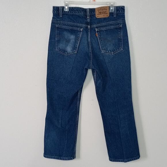 Vintage 90s Levis 517 Boot Cut Orange Tab Dark Wash Jeans 36x30 True 34x26 - Picture 6 of 7